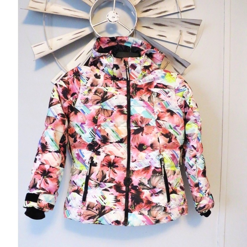 Boulder Gear Youth Floral Hooded Ski Snow Jacket 10K Waterproof Coat
